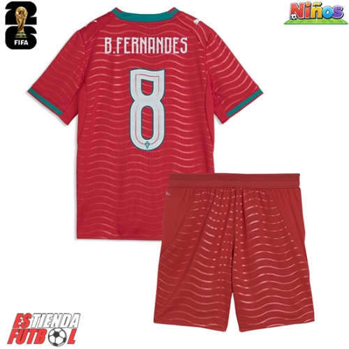 Portugal Bruno Fernandes #8 Primera Equipación Niños Mundial 2026 Manga Corta (+ Pantalones cortos)